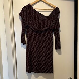 Chic Black and Red Striped Long Sleeve Dress